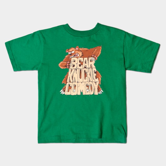 Bear Knuckle Comedy Kids T-Shirt by tomomahony